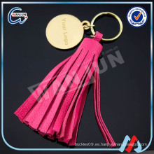 Tasselkeychain de cuero rojo hermoso de encargo de WANJUN y keyringK-497)